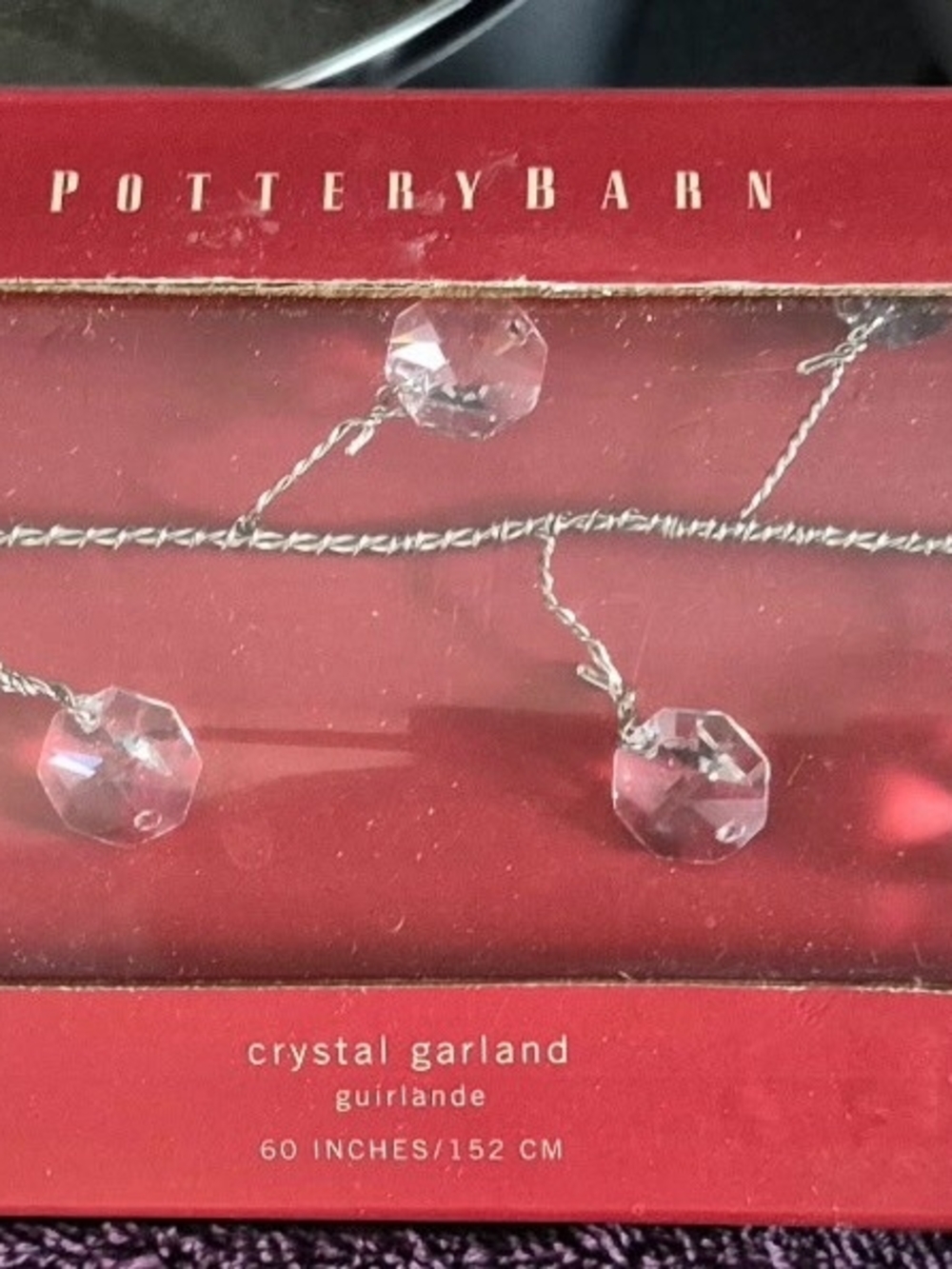 Pottery Barn Crystal Garland 60” Clear Faceted Drops Christmas Discontinued